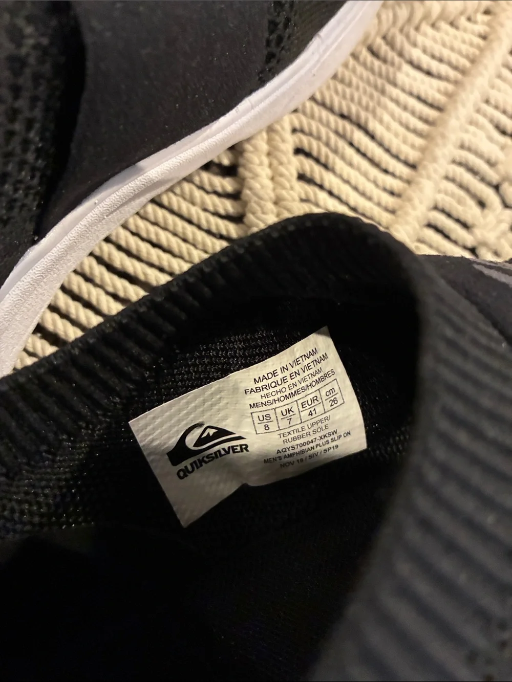 Quiksilver Black Slip-On Knit Loafers with White Sole